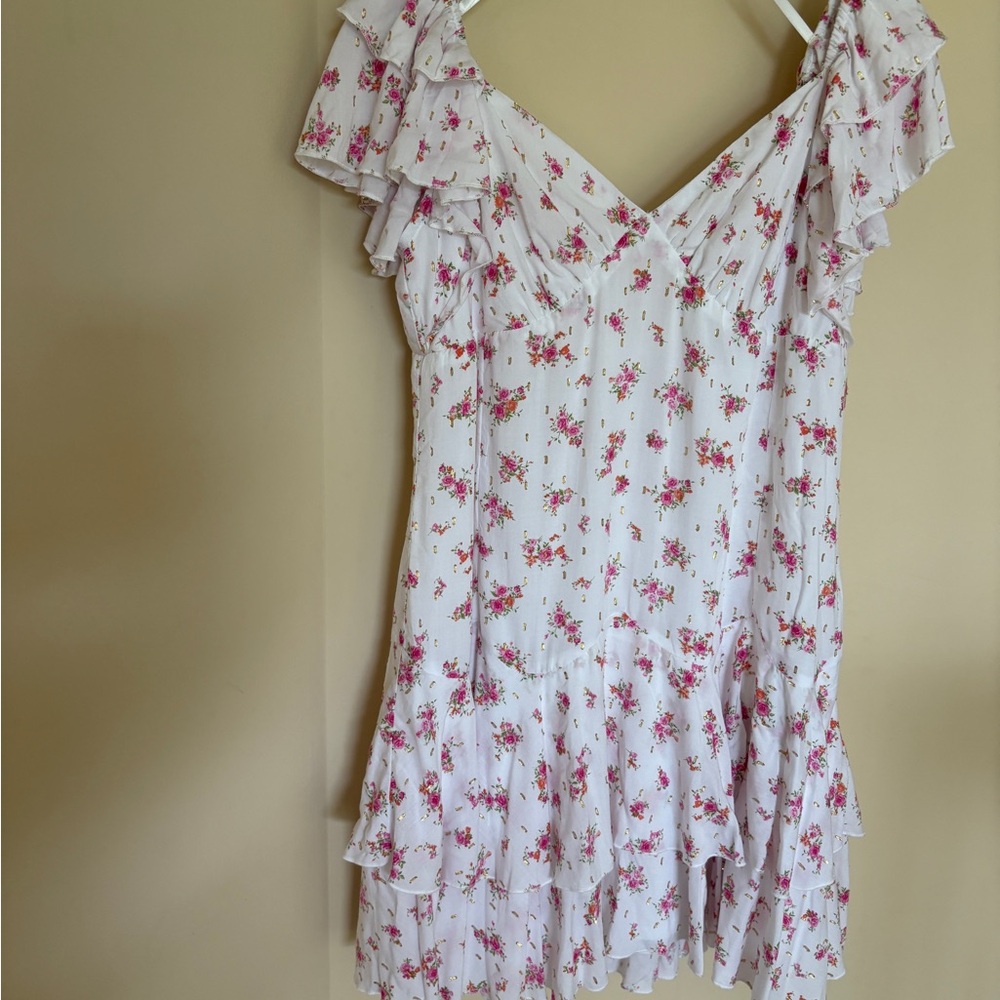 Altar'd State Pink Floral Dress with Gold Accents